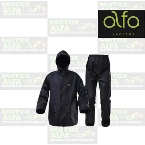 TRAJE IMPERMEABLE COMPLETO NEGRO TM 100% ALFA PRO  E62001