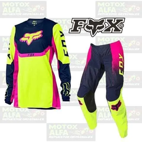 TRAJE MX VERDE NEON FUCSIA TS/8 LUJO FOX 25855-130-S  25856-130-8