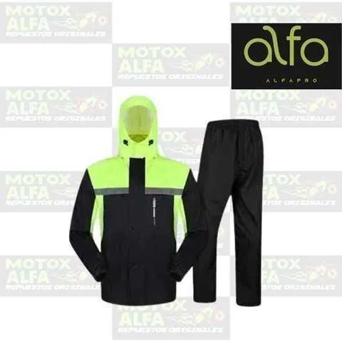 TRAJE IMPERMEABLE COMPLETO NEGRO VERDE TXXL 100% ALFA PRO E62001