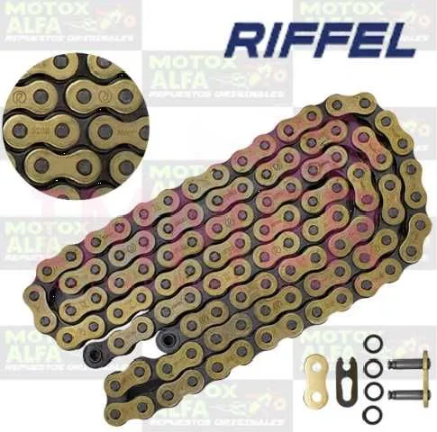 CADENA 520H 120L ORING DORADA RIFFEL BRASILERO M367 030116 M608