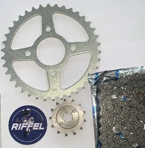 KIT ARRASTRE XPULSE200 HERO 38T 13T 520H 106L TITANIUM 1045 RIFFEL 91634