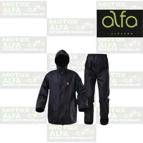 TRAJE IMPERMEABLE COMPLETO NEGRO TL 100% ALFA PRO  E62001