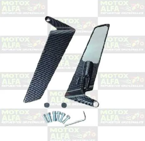 ESPEJO ALUMINIO ALERON GRANDE FIBRA CARBONO NEGRO OSAKA 390