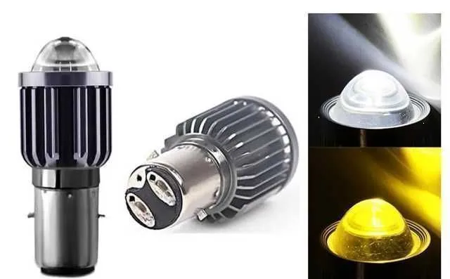 FOCO LED BA20D AX100 GN125 LUPA 12V-80V AMARILLO BLANCO SKY ZY577
