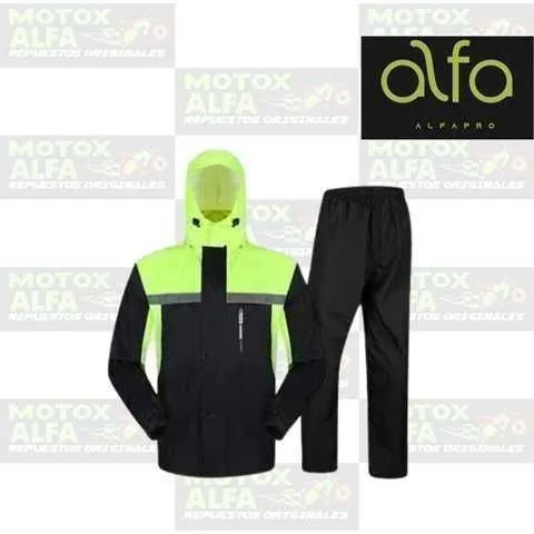 TRAJE IMPERMEABLE COMPLETO NEGRO VERDE TXL 100% ALFA PRO E62001