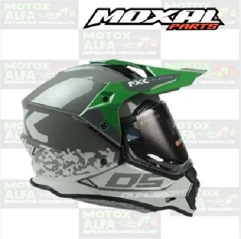CASCO MX DUAL SPORT GRIS VERDE BRILLANTE TM MOXAL 03.031.0061