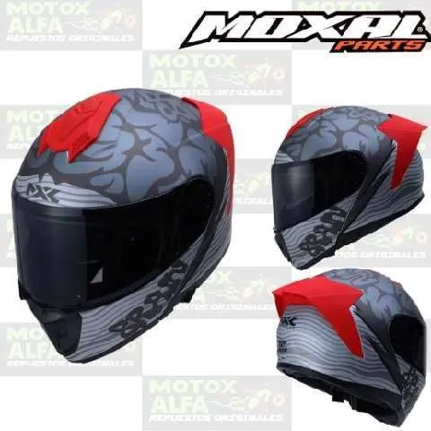 CASCO ABATIBLE VR-B09 BRAIN BLANCO GRIS ROJO BRILLO TM MOXAL 03.028.0152