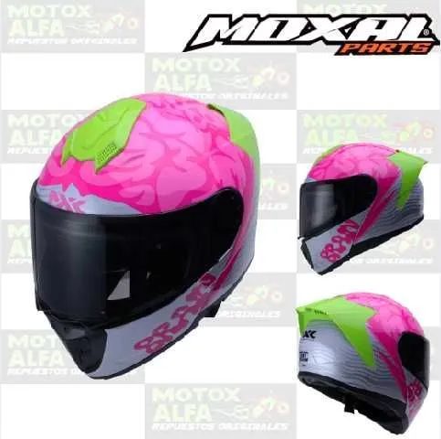 CASCO ABATIBLE VR-B09 BRAIN VERDE ROSADO BRILLO TL MOXAL 03.028.0145