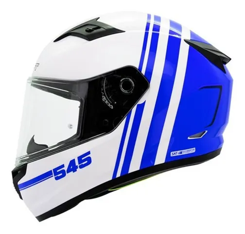CASCO AERODINAMICO SH545 TUNING BLANCO AZUL TL SHAFT COLOMBIANO CAS SHA 54525