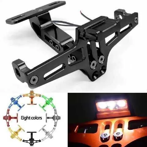 PORTAPLACA RETRACTIL NEGRO UNIVERSAL ALUMINIO LUZ RV GUIA-35A-LE