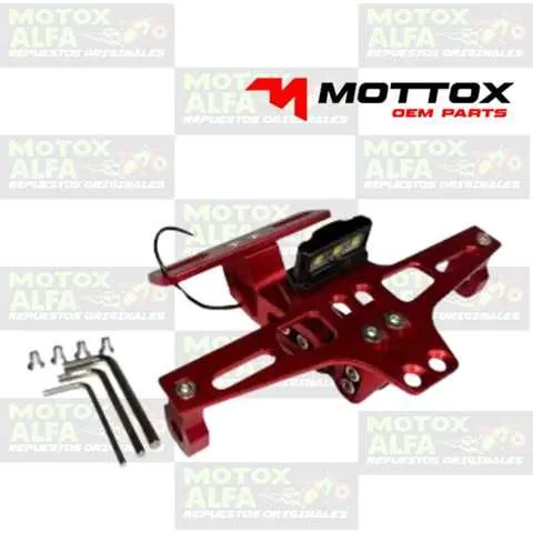 PORTAPLACA RETRACTIL ROJO UNIVERSAL ALUMINIO LUZ MOTTOX PORT034