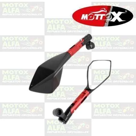 ESPEJO RECTANGULAR ROJO CORTO ALUMINIO MTXH2814 3 RIZOMA M03308