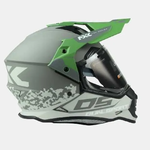 CASCO MX DUAL SPORT TM GRIS VERDE MATE MOXAL 